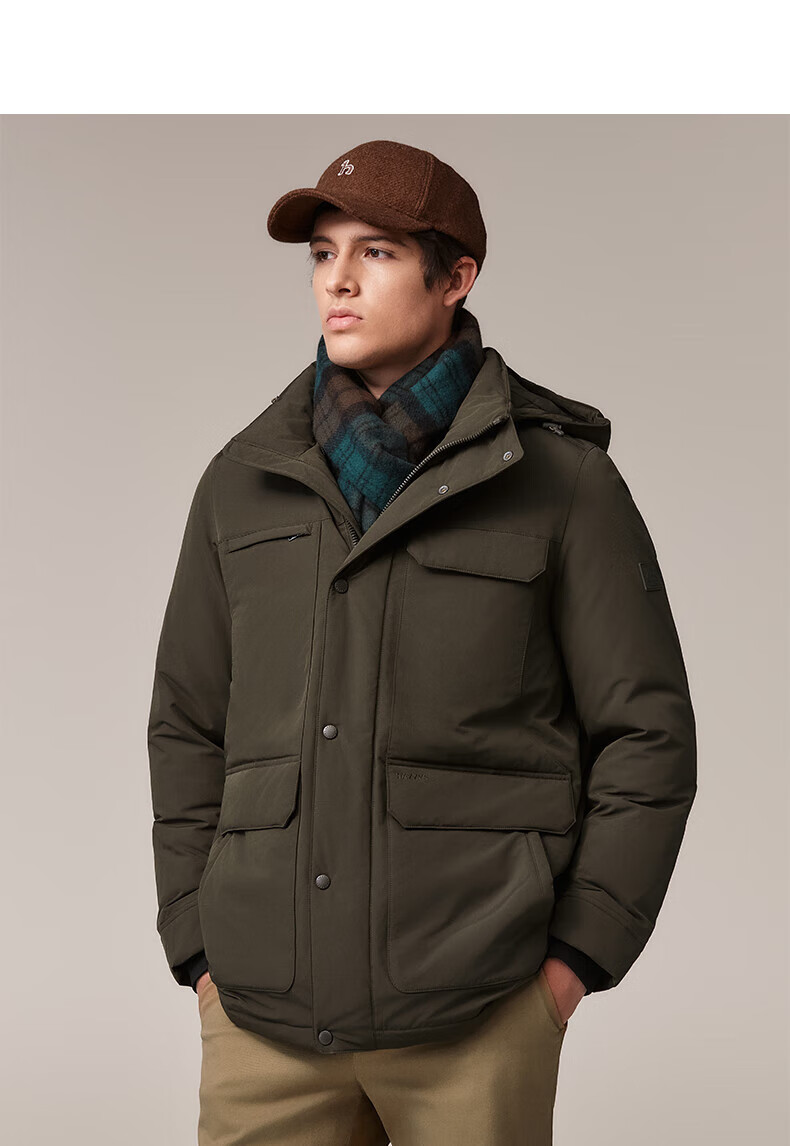 HAZZYS Men's Winter PHIZ Series Multi-Pocket [Three-Proof] Loose Down Jacket ASFZU0CDI02 16